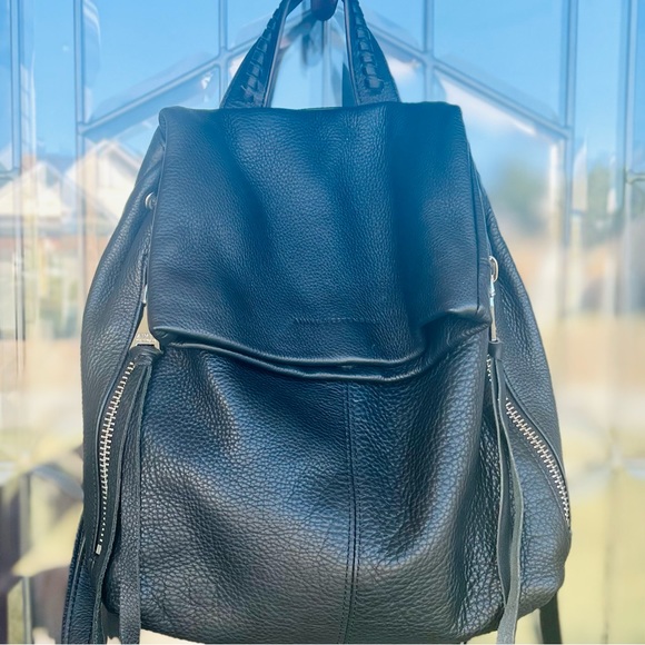 Aimee Kestenberg Bali Black Pebbled Leather Double Entry Backpack main image 11
